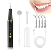 A black electric dental scaler with various cleaning tools including a scaler, pick, and ultrasonic device.