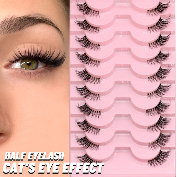 A tray of half eyelash cat's eye effect false eyelashes for eyes.