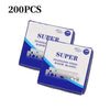 A package containing 200 pieces of super stainless steel single-edge razor blades.