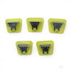 Four yellow plastic covers for a precision electric beard trimmer.
