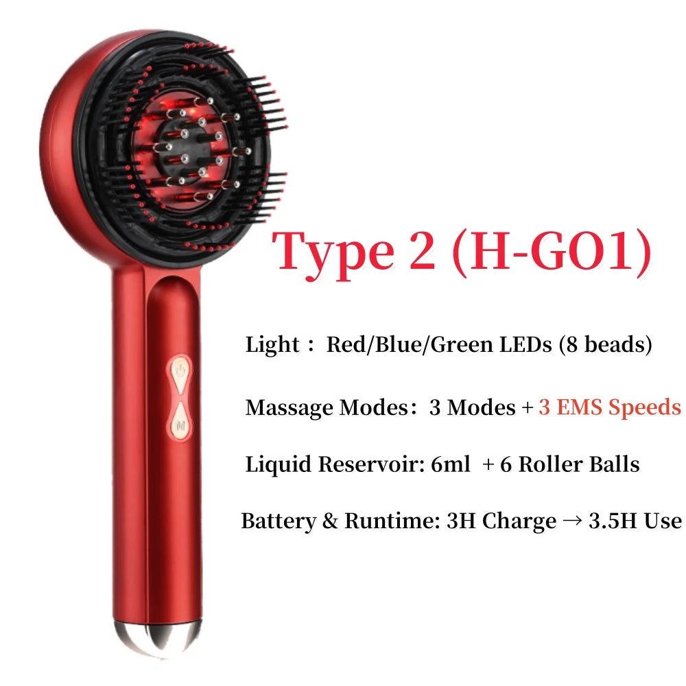 Roter elektrischer Kopfmassagebürste Typ 2 (H-GO1) mit LED-Licht und Flüssigkeitsreservoir