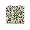 A portable makeup mirror with a black and beige zebra print design.