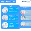 Comparison chart showing features of h2ofloss water flossers against others.