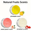 A set of natural fruit scents including pineapple, sweet peach, and strawberry scented styling waxes.