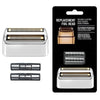 Replacement foil head and cutters blade for a shaver, packaged with instructions.