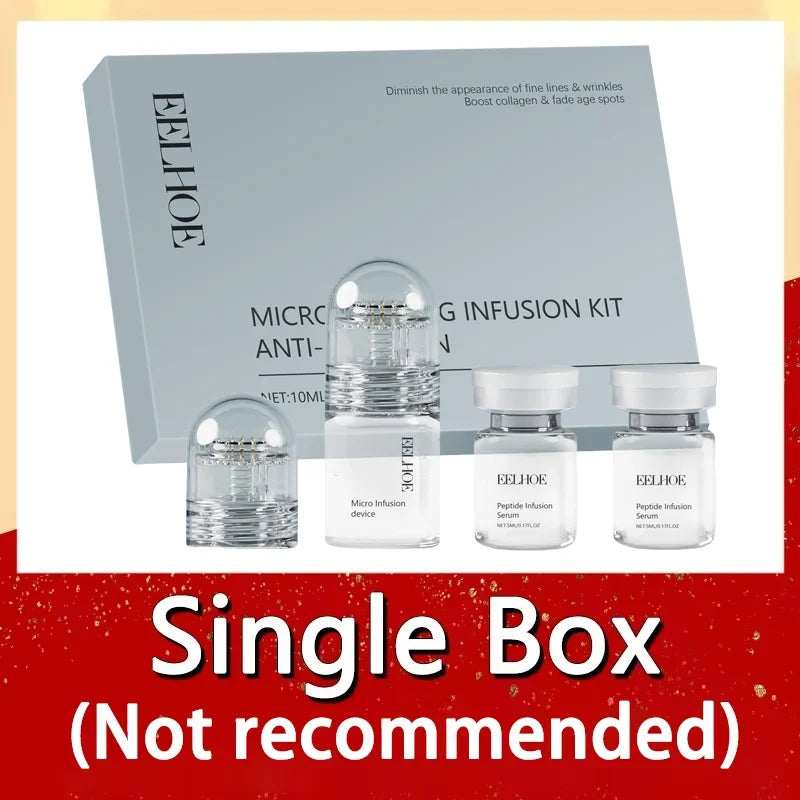 A single box containing a micro infusion kit for collagen and hyaluronic acid anti-wrinkle essence serums