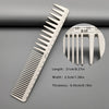 A white professional hair styling comb set with 19 teeth and a scale, shown next to an inset showing the comb's structure.