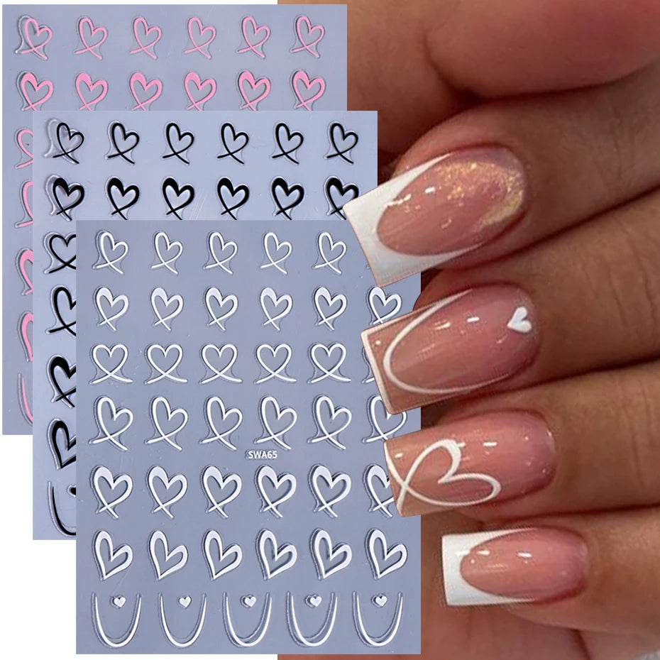 Collection de décals de cœur d'amour en résine 3D pour manucure DIY