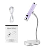 A purple and silver portable dual-mode gel nail lamp with an adjustable arm and base.