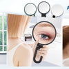 Adjustable foldable portable mirror showing various angles and magnification features.