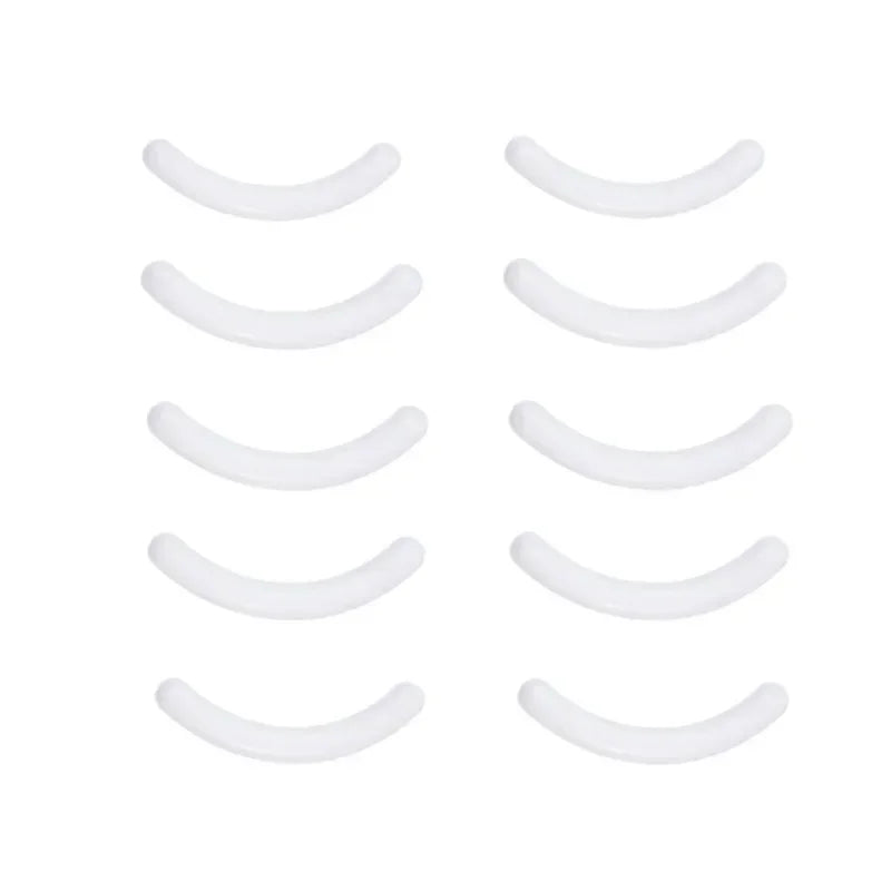 A set of five curved eyelash curlers for a natural lift.