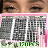 A box of EIMNY DIY Lash Custom Glam false eyelashes with 170 pieces shown next to a model's eye.