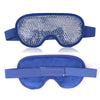 Blue reusable gel eye mask for migraine and eye fatigue relief with a strap