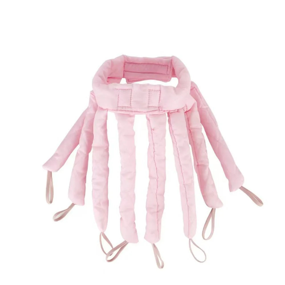 Pink removable heatless hair curlers for overnight styling