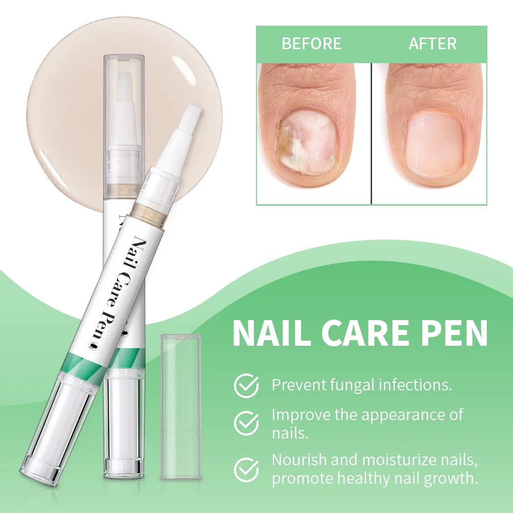 Nagelhaltepflege-Stift, zeigt Vorher-Nachher-Ergebnisse zur Verbesserung der Nägel.