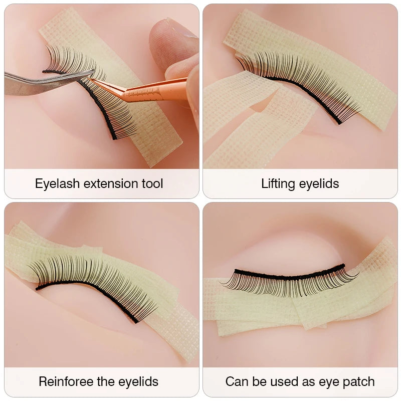 Un set de cinta para extensiones de pestañas, usado para levantar, reforzar párpados y como parche ocular.