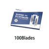 Cuchillas de afeitar de doble hoja de acero inoxidable FlyDear Super Platinum en caja.