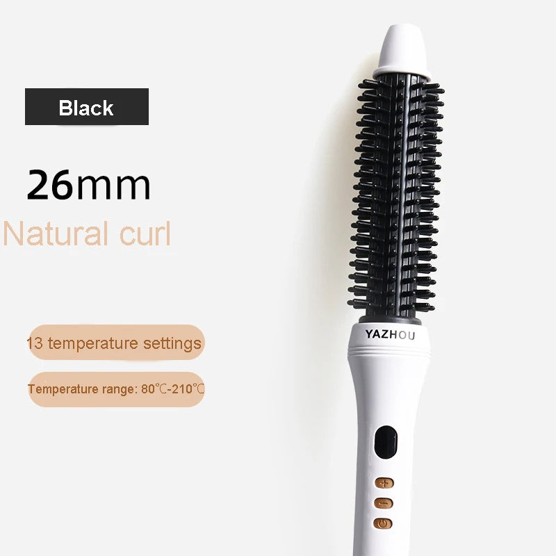 A black YAZHOU hair straightener with a 26mm barrel is shown next to specifications for natural curl settings.