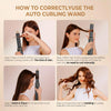Instructions for correctly using an auto curling wand to style hair.
