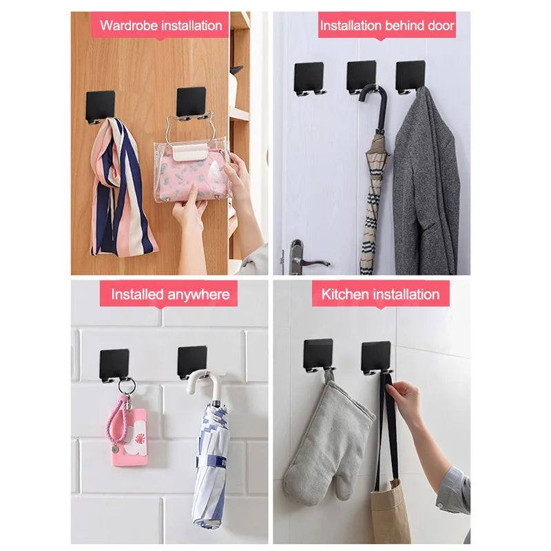 Exemples d'installation du porte-rasoir multifonction dans divers contextes comme une garde-robe ou derrière une porte