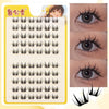 A sheet of Dingsen Cluster Eyelash Extensions showing various styles and lash lengths for application.