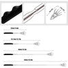 Stainless steel telescopic back scratcher set showing various lengths and components.