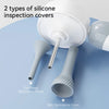 Two types of silicone inspection covers for an ear or nasal speculum and a skin speculum.