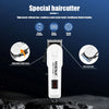 A white HIENA special haircutter hair clipper with an adjustable blade head displayed against a dark background.