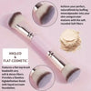 A silver and pink precision double-ended makeup foundation brush set with soft fibers and a loose powder.