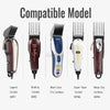 A set of professional hair clipper guide combs, including various sizes and colors, displayed with a legend.