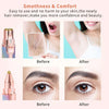 Before and after images showing the results of using a facial shaver and epilator on skin and eyebrows.