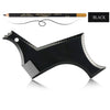 Black all-in-one beard styling template and comb with a black handle and metal teeth.