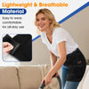 A woman demonstrates an infrared heat and vibration hip massager belt, showing the device's design and use.