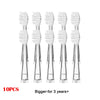 A set of 10 replacement toothbrush heads for electric toothbrushes