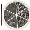 A circular display of gold mixed stainless steel bead nail art decorations arranged in radial sections.