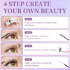 A four-step guide showing how to create beauty using a DIY soft volume eyelash cluster extension kit.