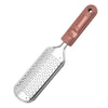 Stainless steel foot file with a pink handle for callus removal