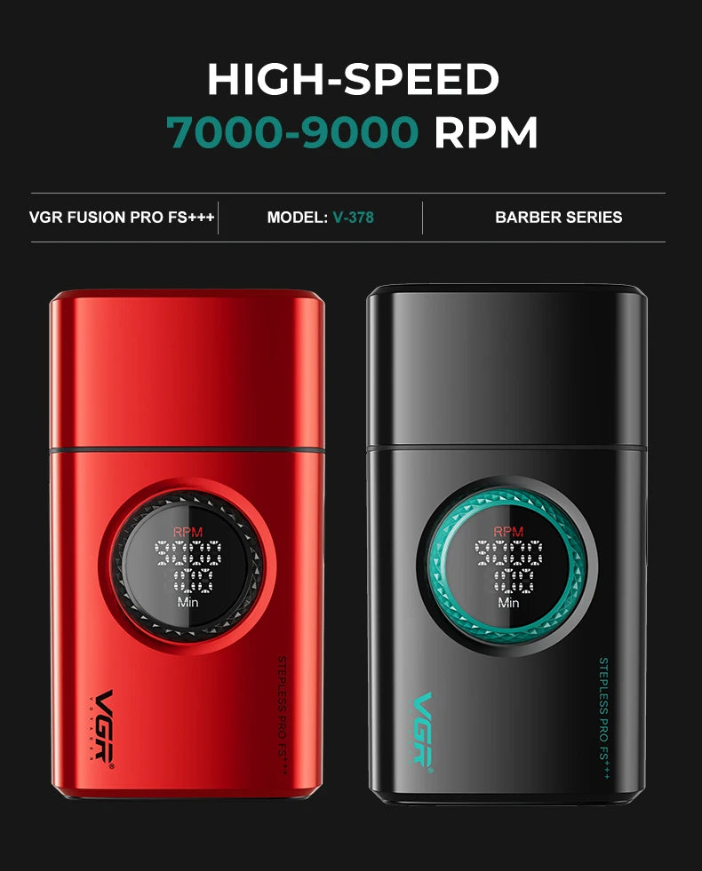 Red VGR Fusion Pro FS+++ trimmer and black VGR Barber Series trimmer side by side