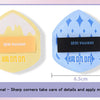 Un set de tampons de maquillage hexagonaux jaunes et bleus pour appliquer le correcteur et le fond de teint.