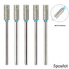 A set of five silver diamond nail drill bits with 10.8mm tips shown in various angles.