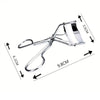 Stainless steel eyelash curler clips shown with dimension markings.