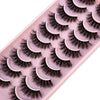 A tray of ten pairs of black false mink eyelashes arranged in a row.