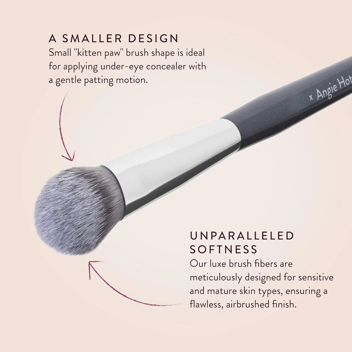 A brush for applying under-eye concealer with a gentle patting motion.