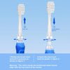 Instructions show how to rotate and insert replacement toothbrush heads for electric toothbrushes.