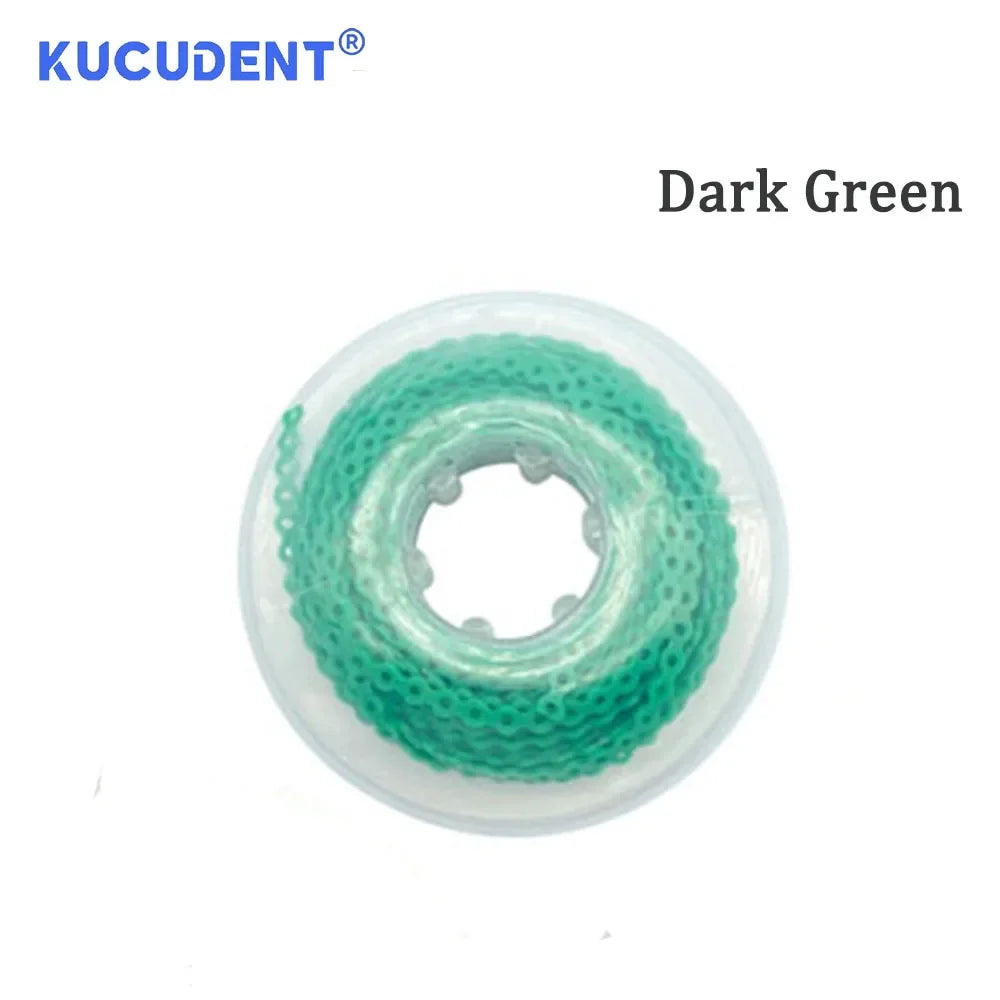 Dark green dental orthodontic power chain elastic rubber band