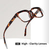 Pair of tortoiseshell and leopard print blue light blocking reading glasses shown against a white background.
