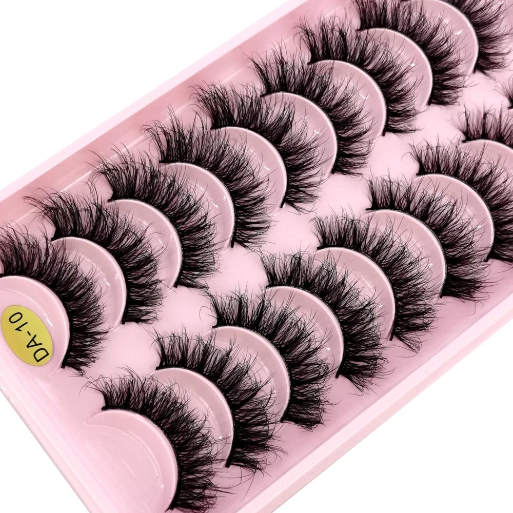 Kit rose de faux cils de renard 3D, trois extensions arrangées dans un plateau