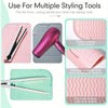 Silicone heat resistant mat designed to safely store and organize flat irons, curling wands, and other hair styling tools.