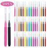 A set of 50 mini brow and eyelash combs in various colors including pink, black, orange, green, and blue.