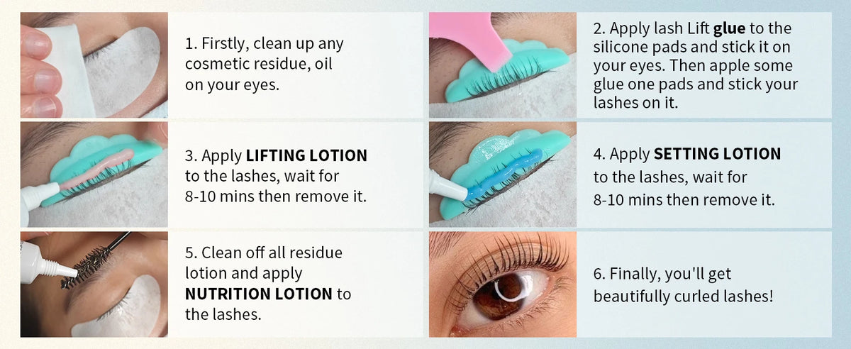 Instructions pas à pas pour utiliser un kit professionnel de lift de cils et sourcils pour des cils recourbés